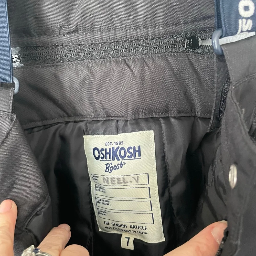 OshKosh B'gosh Black Snow Bibs Size 7 Ski Pants